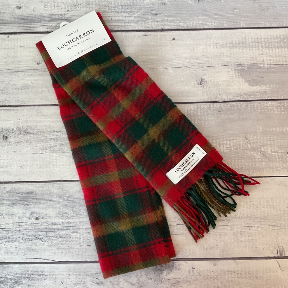Lochcarron of Scotland Maple Leaf Tartan Scarf 100% Lambswool Made in Scotland